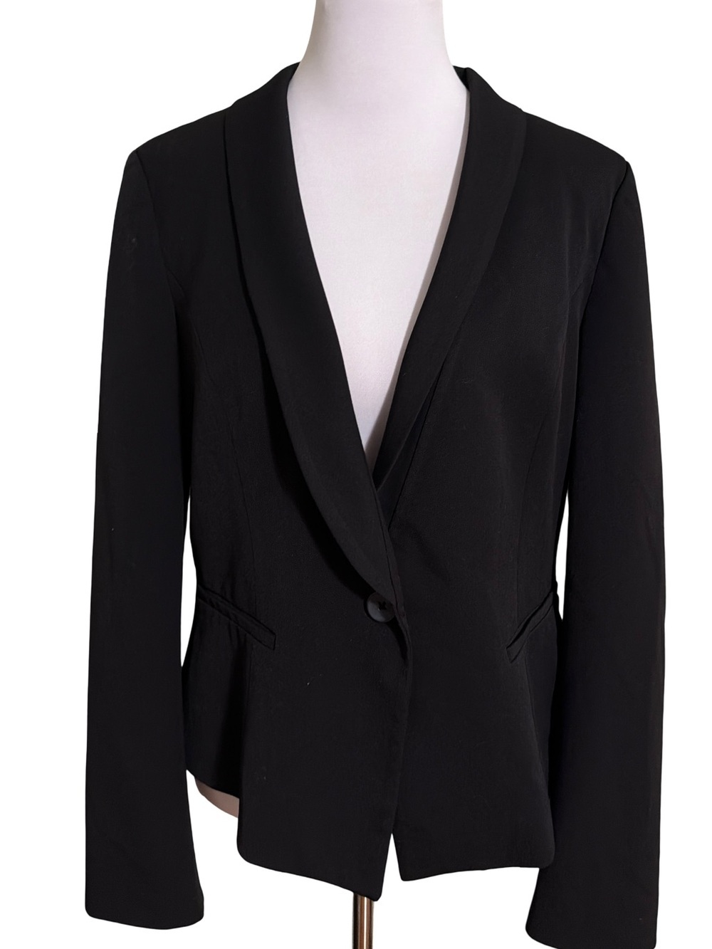 White House Black Market Black Shawl Collar Single Button Blazer